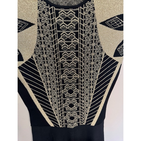 Ted Baker Jenkins Dress Black Gold Fit and Flare Sz 2 - Picture 5 of 7
